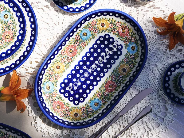 Półmisek owalny 36 cm Bolesławiec - Rajska Łąka gat. I Półmisek owalny 36 cm Bolesławiec - Rajska Łąka gat. I