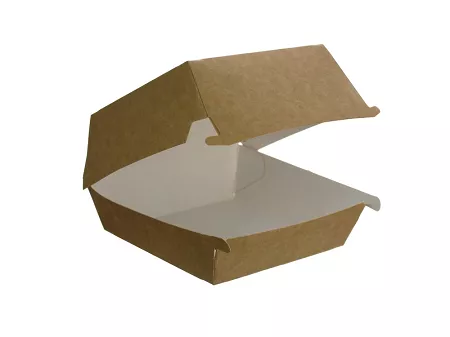 Burger Box 11,5 x 10,5 x 8cm - Opakowanie 10 szt. - Eco papier biały/kraft  E.BB12-10