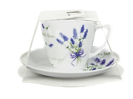 Filiżanka ze spodkiem 0,35 L / 17 cm Lubiana - Beata / Dorota 5979 Lawenda GIFT BOX