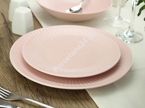 Komplet talerzy na 6 osób (18 el.) Chodzież - Dalia GL05 Różowy Komplet talerzy na 6 osób (18 el.) Chodzież - Dalia GL05 Różowy