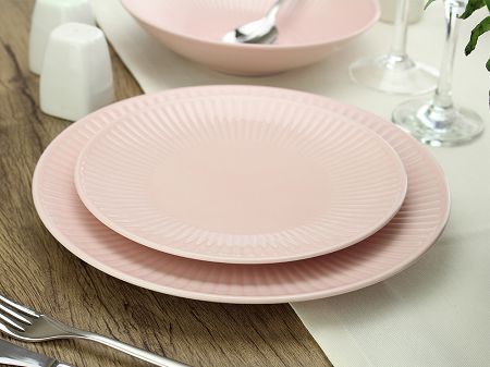 Komplet talerzy na 6 osób (18 el.) Chodzież - Dalia GL05 Różowy