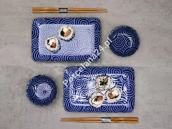 Zestaw do sushi dla 2 osób (4 el.) z pałeczkami Tokyo Design Studio - Kotobuki Karakusa 14347 Zestaw do sushi dla 2 osób (4 el.) z pałeczkami Tokyo Design Studio - Kotobuki Karakusa 14347