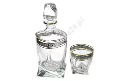 Kpl. szklanek do whisky 0,34 L (6szt) + karafka 0,85L (1szt) Bohemia - QUADRO Złoto Platyna 4SB.QUZ.949186