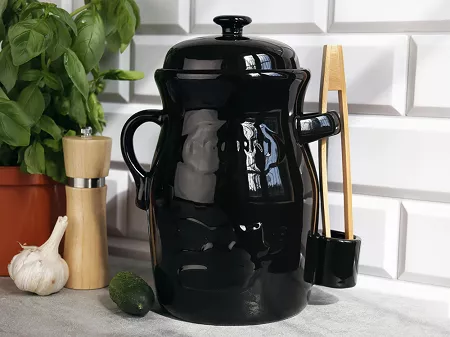 Beczka z kamionki ze szczypcami 3,5 L Bella Fiore - Czarna 1TR.BECZ.45579