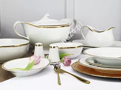 Serwis obiadowy na 12 osób (45 el.) Bogucice - Cleopatra Gold Plus 1175