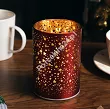 Szklana latarnia LED z timerem (12 cm) Altom Design - Gwiazdki Czerwona 07.LAT.1619