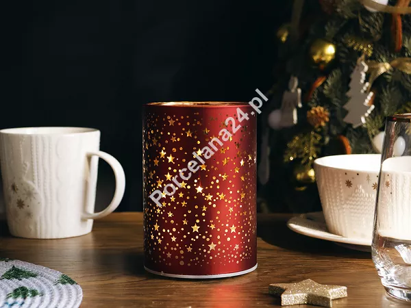 Szklana latarnia LED z timerem (12 cm) Altom Design - Gwiazdki Czerwona 07.LAT.1619 Szklana latarnia LED z timerem (12 cm) Altom Design - Gwiazdki Czerwona 07.LAT.1619