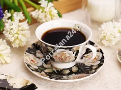 Filiżanka ze spodkiem 250 ml Duo - English Roses Black 15.ENG-B.FS25