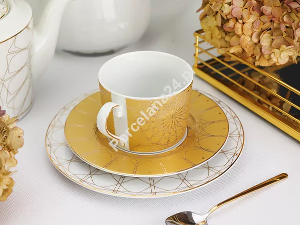 Garnitur śniadaniowy (3el) Ćmielów - Jenny Solaris Gold - White Garnitur śniadaniowy (3el) Ćmielów - Jenny Solaris Gold - White