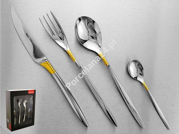 Komplet sztućców 24 cz. na 6 osób Hisar - Mamba Gold (4.0/3.0mm) złocone Komplet sztućców 24 cz. na 6 osób Hisar - Mamba Gold (4.0/3.0mm) złocone