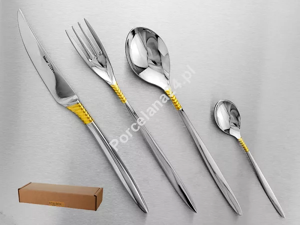 Komplet sztućców 24 cz. na 6 osób Hisar - Mamba Gold (4.0/3.0mm) złocone Komplet sztućców 24 cz. na 6 osób Hisar - Mamba Gold (4.0/3.0mm) złocone