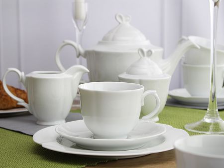 Garnitur do herbaty na 6 osób (21 el.) Bogucice - Perla White 1150