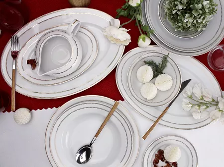 Serwis obiadowy na 12 osób (44 el) Chodzież - Yvonne G309 BW