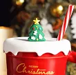 Kubek z silikonową pokrywką i słomką 0,37 L Altom Design - Xmas Shake Czerwony 07.CHR.2838