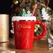 Kubek z silikonową pokrywką i słomką 0,37 L Altom Design - Xmas Shake Czerwony 07.CHR.2838
