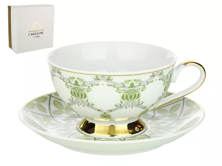 Filiżanka ze spodkiem do herbaty 0,22 L / 14,5 cm Ćmielów - Astra G904 Meander GIFT BOX