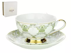 Filiżanka ze spodkiem do herbaty 0,22 L / 14,5 cm Ćmielów - Astra G904 Meander GIFT BOX