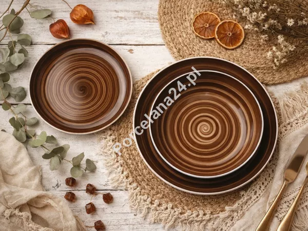 Komplet talerzy na 6 osób (18 el.) Chodzież - City Ślimak Brązowy (CT33) Komplet talerzy na 6 osób (18 el.) Chodzież - City Ślimak Brązowy (CT33)