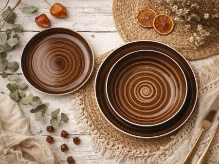 Komplet talerzy na 6 osób (18 el.) Chodzież - City Ślimak Brązowy (CT33)