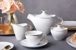 Garnitur do kawy na 6 osób (21 el) Altom Design - MariaPaula Moderna Gold Kwadratowa