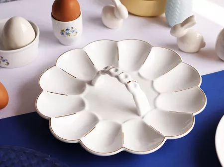 Półmisek do jaj 23 cm z uchwytem zdobiony - Tragar 1TR.TDJ.43405