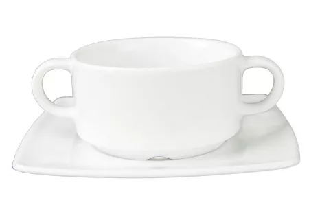 Bulionówka sztaplowana ze spodkiem 0,32 L / 17 cm Lubiana - Victoria biała HOTEL (nr 2817, 2816)