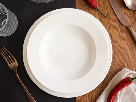 Komplet talerzy 6 osób (18 el.) (z rantem) Rinart - Banquet TP25 ecru