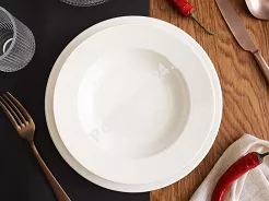 Komplet talerzy 6 osób (18 el.) (z rantem) Rinart - Banquet TP25 ecru