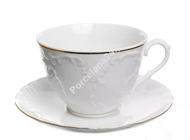 Filiżanka ze spodkiem 0,33 L / 15,7 cm (gładki spód) Ćmielów - Rococo 3604 ZŁOTA LINIA Filiżanka ze spodkiem 0,33 L / 15,7 cm (gładki spód) Ćmielów - Rococo 3604 ZŁOTA LINIA