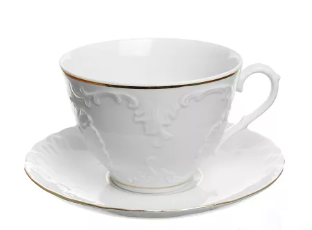Filiżanka ze spodkiem 0,33 L / 15,7 cm (gładki spód) Ćmielów - Rococo 3604 ZŁOTA LINIA
