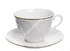 Filiżanka ze spodkiem 0,33 L / 15,7 cm (gładki spód) Ćmielów - Rococo 3604 ZŁOTA LINIA