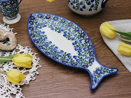 Półmisek do ryb 37 cm Bolesławiec - Sadzawka Milicka gat. I