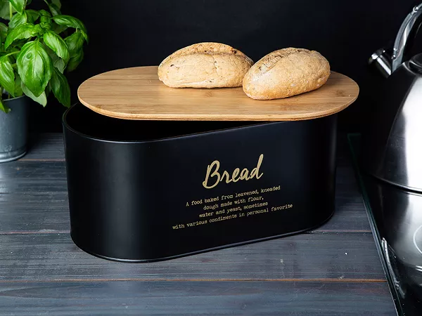Chlebak z deską bambusową Altom Design - Bread Czarny 07.CHL.1750 Chlebak z deską bambusową Altom Design - Bread Czarny 07.CHL.1750