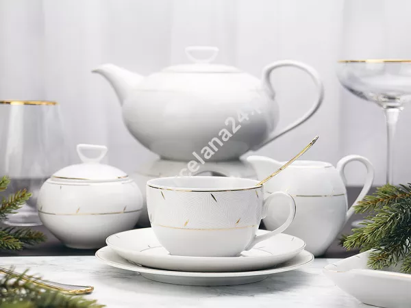 Garnitur do herbaty na 12 osób (41el) Chodzież- Yvonne G896 Kropla Złota Garnitur do herbaty na 12 osób (41el) Chodzież- Yvonne G896 Kropla Złota