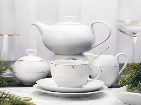Garnitur do herbaty na 12 osób (41el) Chodzież- Yvonne G896 Kropla Złota