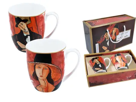 Komplet 2 kubków 0,45 L Carmani - Amedeo Modigliani - Kobieta w kapeluszu i Mario Varvogli 33.833-0201