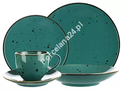 Serwis obiadowo - kawowy na 6 osób (30 el) Bogucice - Alumina Cottage Turkus 985