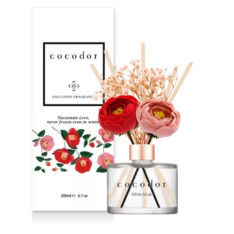 Dyfuzor zapachowy z patyczkami i prawdziwymi kwiatami 200 ml Cocodor - White Musk 30427