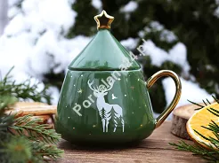 Kubek z pokrywką 0,3 L Altom Design - Choinka Zielona 07.CHR.2073