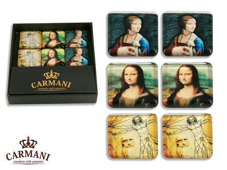 Kpl. magnesów 3x3 cm (6 szt.) Carmani - Leonardo Da Vinci 33.013-0003