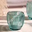 Świecznik szklany prążkowany 7 cm x 7 cm x 7 cm Altom Design - Niebieski 07.SW.1603