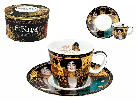Filiżanka ze spodkiem do espresso 0,1 L Carmani - Gustav Klimt, Judyta 33.532-0753