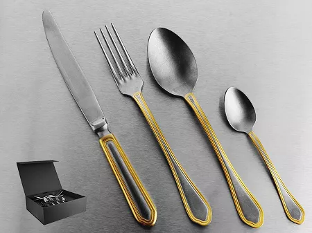 Komplet sztućców 65 cz. na 12 osób Hisar - Florence Vintage Gold (3.0/2.5 mm) złocone