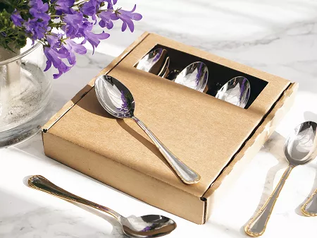 Komplet 6 łyżeczek do kawy / herbaty 18,5 cm Pintinox 1929 - Filet (2.5 mm) złocony