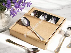 Komplet 6 łyżeczek do kawy / herbaty 18,5 cm Pintinox 1929 - Filet (2.5 mm) złocony GIFT BOX