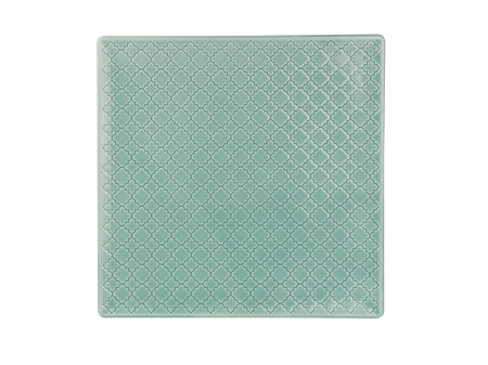Talerz płytki kwadratowy 25,5x25,5 cm Lubiana - Marrakesz Zielony (Morski) 