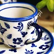 Filiżanka ze spodkiem do espresso 0,11 L / 12,5 cm Bolesławiec - Niebieskie Motyle gat. I