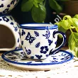 Filiżanka ze spodkiem do espresso 0,11 L / 12,5 cm Bolesławiec - Niebieskie Motyle gat. I