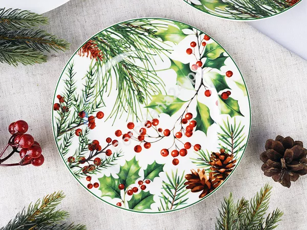 Komplet 2 talerzy deserowych 19 cm Duo - Christmas Leaves 15.CHLE.K2TD Komplet 2 talerzy deserowych 19 cm Duo - Christmas Leaves 15.CHLE.K2TD