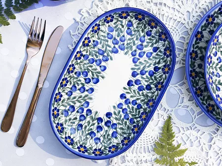 Półmisek owalny 28 cm Bolesławiec - Sadzawka Milicka gat. I